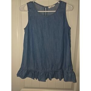 BLL Lightweight Denim Ruffle Tank Small